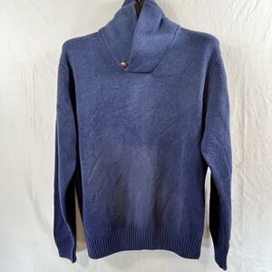 Jos A Bank Executive Collection Shawl Neck Pullover Sweater Navy Blue Cotton